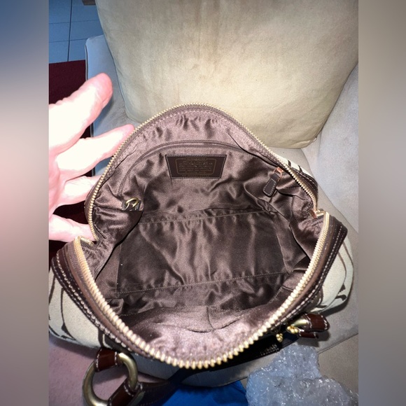 COACH 08 #12430 Signature Stripe Small Duffel/Satchel! Tan/Brass! - Picture 15 of 16